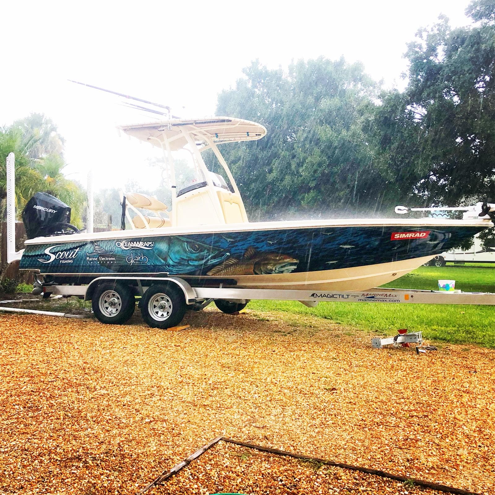 Sport boat wraps with custom vinyl graphics