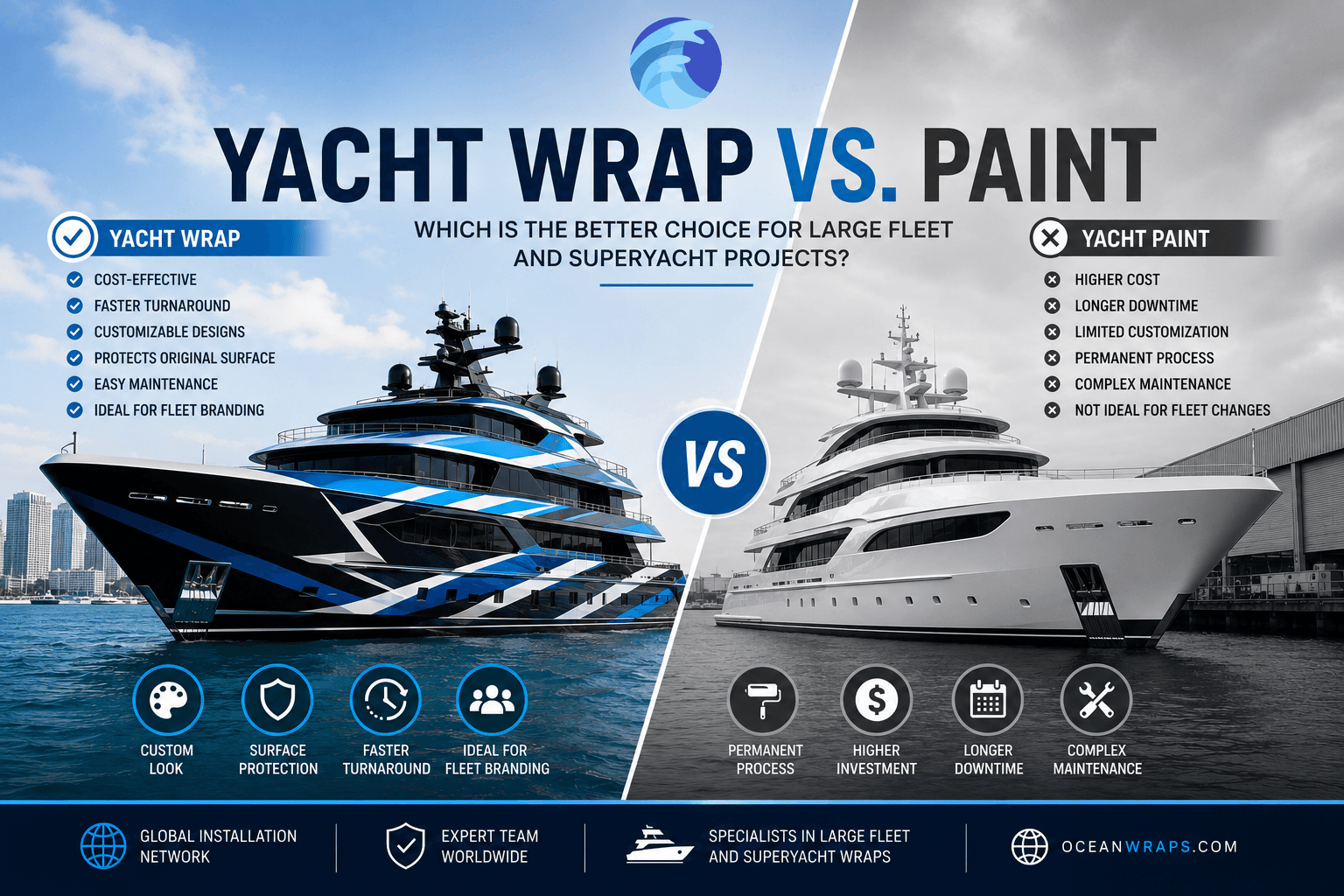 Yacht Wrap vs. Paint for Large Fleet & Superyacht Projects