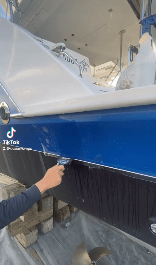 Custom Blue Boat Wrap Transformation