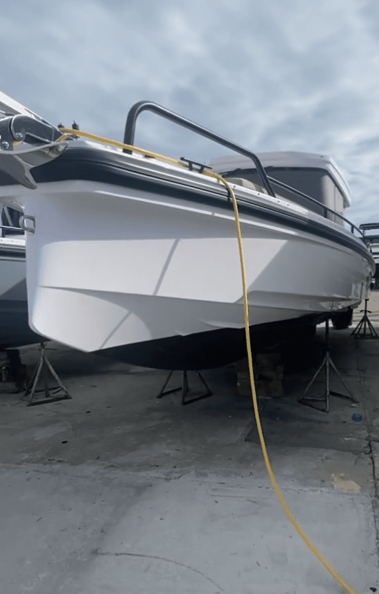 White to Black Boat Color Change Wrap